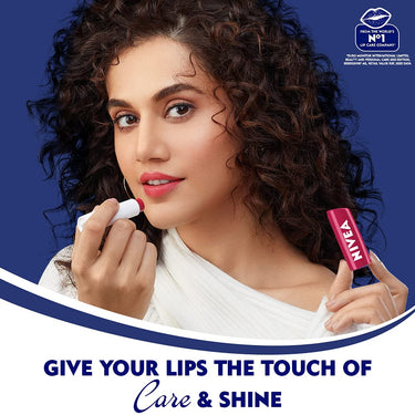 Nivea Women Deodorant Roll On, Pearl & Beauty Radiance For Eventoned Smooth & Beautiful Underarms, 50ml&NIVEA Lip Balm, Glossy Finish - Fruity Cherry Shine, 4.8g